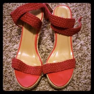 Red Strappy Wedges